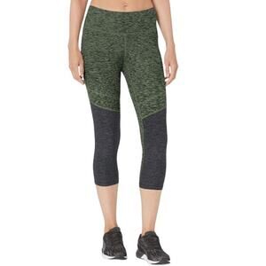 Prana Green Gray Two-Tone Needra Capri Leggings Womens Medium Mid Rise Cropped